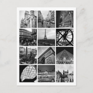 PARIS Black & White Collage Briefkaart