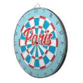PARIS Blauw Wit en Rood bewerkbare tekst Retro Dartbord (Voorkant Rechts)