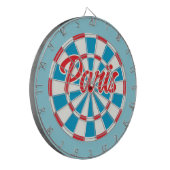 PARIS Blauw Wit en Rood bewerkbare tekst Retro Dartbord (Voorkant Links)