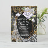 Paris Bling en Diamonds Uitnodiging voor verjaarda (Staand voorkant)