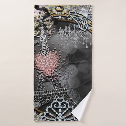 Paris Bling Glamor Sparkle France Girly Trendy Bad Handdoek (Badhanddoek)