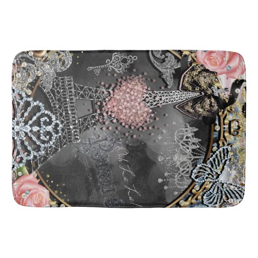 Paris Bling Glamor Sparkle France Girly Trendy Badmat (Voorkant)