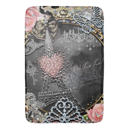 Paris Bling Glamor Sparkle France Girly Trendy Badmat (Voorkant Verticaal)