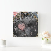 Paris Bling Glamor Sparkle France Girly Trendy Vierkante Klok (Huis)