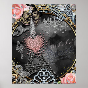 Paris Bling Glamour Glitter Frankrijk Meisjes Post Poster