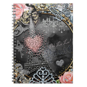 Paris Bling Glamour Schittering Frankrijk Meisjesa Notitieboek