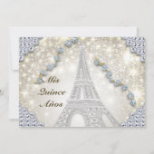 Paris Bling uitnodiging voor verjaardagsfeestje (Achterkant)
