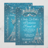 Paris Bling uitnodigingen voor verjaardagsfeestjes (Voorkant / Achterkant)