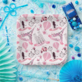 Paris Bloemen Papieren Bordje (Feest)