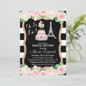 Paris Bloemen Reizen Thema Bruidsdouche Uitnodigin Kaart (Staand voorkant)