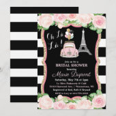 Paris Bloemen Reizen Thema Bruidsdouche Uitnodigin Kaart (Voorkant / Achterkant)