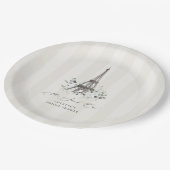 Paris Bloom | Bruiloft met bloemige Eiffeltoren Papieren Bordje (Gekanteld)