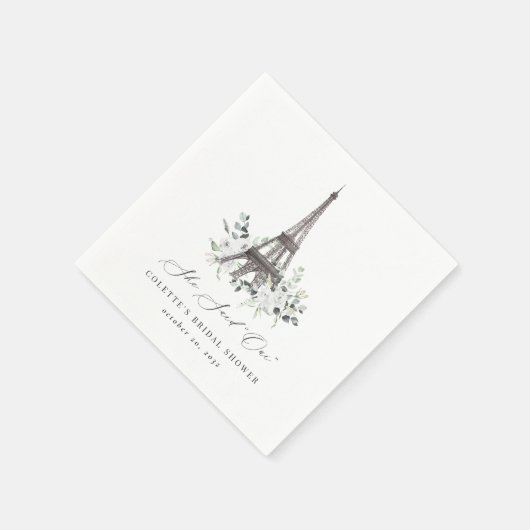 Paris Bloom | Bruiloft met bloemige Eiffeltoren Servet (Hoek)
