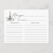 Paris Bloom Eiffel Tower Vrijgezellenfeest Recept  Briefkaart (Voorkant)