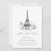 Paris Bloom | Eiffeltoren QR Code Vrijgezellenfees Kaart (Voorkant)