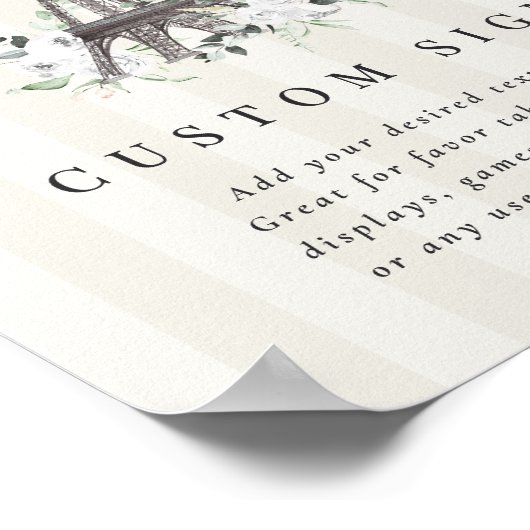 Paris Bloom Vrijgezellenfeest Custom Sign Sjabloon Poster (Hoek)