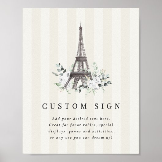 Paris Bloom Vrijgezellenfeest Custom Sign Sjabloon Poster (Voorkant)