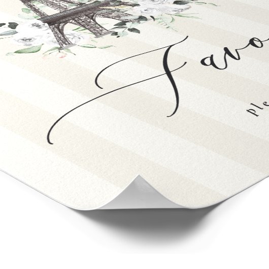 Paris Bloom Vrijgezellenfeest Favoriet Tafelteken Poster (Hoek)