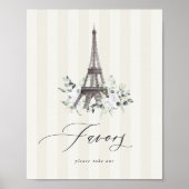 Paris Bloom Vrijgezellenfeest Favoriet Tafelteken Poster (Voorkant)