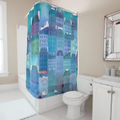 Paris Blue Douchegordijn (In situ)