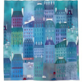 Paris Blue Douchegordijn (Voorkant)