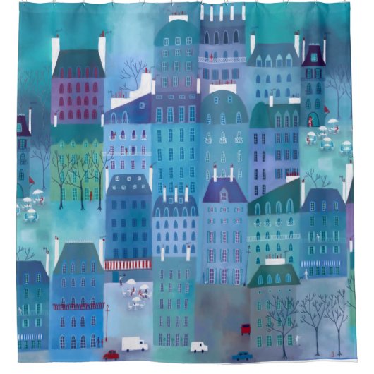 Paris Blue Douchegordijn (Voorkant)