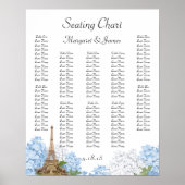 Paris Blue Hydrange Romantic Seating Chart Poster (Voorkant)