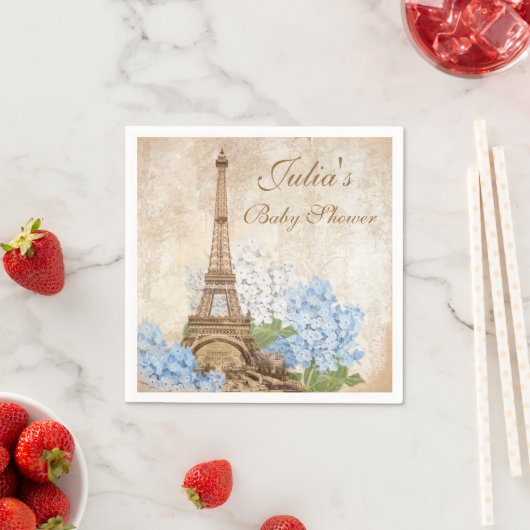 Paris Blue Hydrangea Baby shower servetten (Insitu)