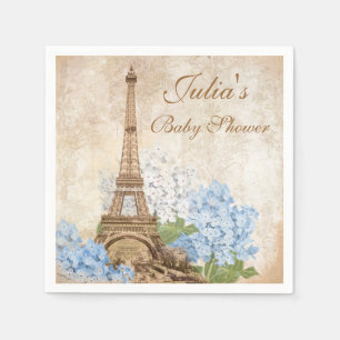 Paris  Blue Hydrangea Baby shower servetten
