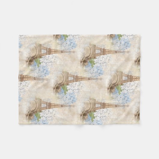 Paris  Blue Hydrangea Fleece Blanket Deken (Voorkant (Horizontaal))