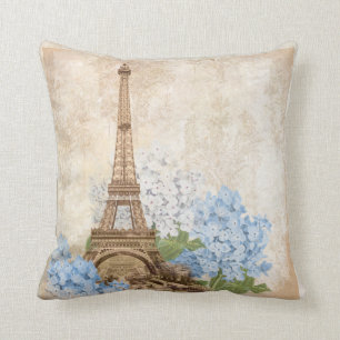 Paris  Blue Hydrangea Pillow Kussen