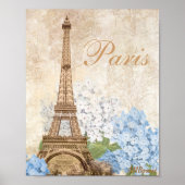 Paris  Blue Hydrangea Print of Poster (Voorkant)