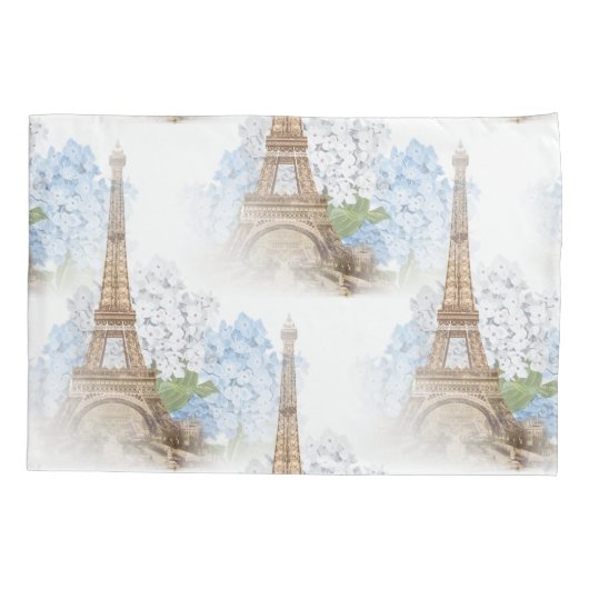 Paris Blue Hydrangea Romantic Pillowcase Kussensloop (Achterkant)