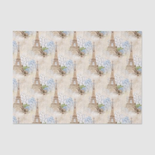Paris Blue Hydrangea Romantic Tissue Paper Tissuepapier (Voorkant)