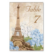 Paris Blue Hydrangea Romantische Tafel Kaart (Voorkant)