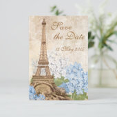 Paris Blue Hydrangea Save the Date (Staand voorkant)