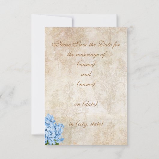 Paris Blue Hydrangea Save the Date (Achterkant)