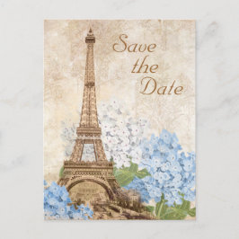 Paris Blue Hydrangea Save the Date Kaart