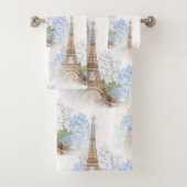 Paris Blue Hydrangea White Towel Set Bad Handdoek (Insitu)