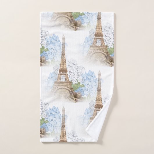 Paris Blue Hydrangea White Towel Set Bad Handdoek (Handdoek)