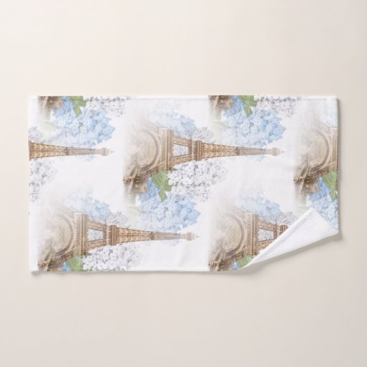 Paris Blue Hydrangea White Towel Set Bad Handdoek (Handdoek)