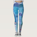 Paris Blue Leggings<br><div class="desc">Modern hedendaags schilderij van Parijs,  Frankrijk in de lente in tinten blauw en paars. Originele kunst van Nic Squirrell.</div>
