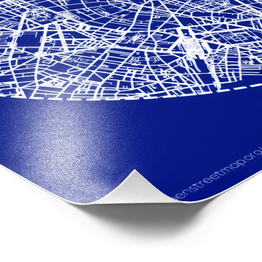 Paris Blueprint Map Poster Circular City Wall Art (Hoek)