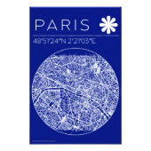 Paris Blueprint Map Poster Circular City Wall Art (Voorkant)