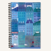 Paris Blues Cityscape Painting Frankrijk Notitieboek (Voorkant)