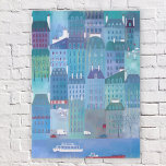 Paris Blues Houten Kist Print<br><div class="desc">Moderne schilderij van Parijs in de lente. Voor degenen die van Frankrijk en de Franse architectuur houden. Originele kunst van Nic Squirrell</div>