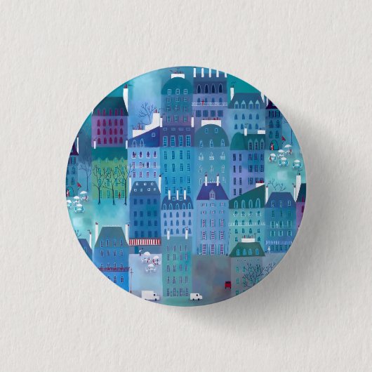 Paris Blues Ronde Button 3,2 Cm (Voorkant)