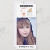 Paris Boarding Pass Birthday voeg foto Uitnodiging (Achterkant)