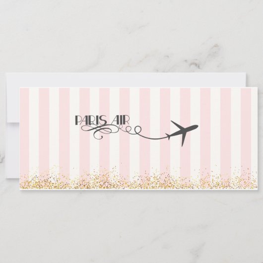 Paris boarding Pass Invitation, Baby, Bridal Kaart (Achterkant)