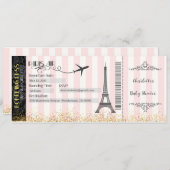 Paris boarding Pass Invitation, Baby, Bridal Kaart (Voorkant / Achterkant)